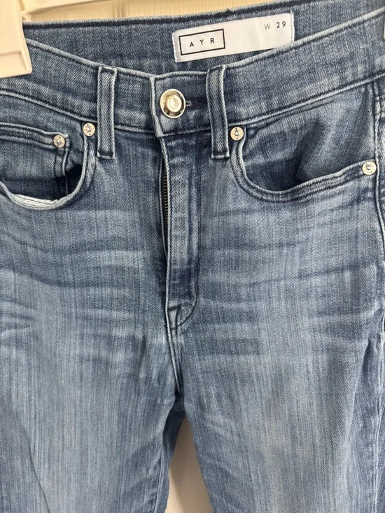 AYR Womens The Bomb Pop High Rise Straight Leg Raw Hem Jeans Size 29 - Picture 5 of 12